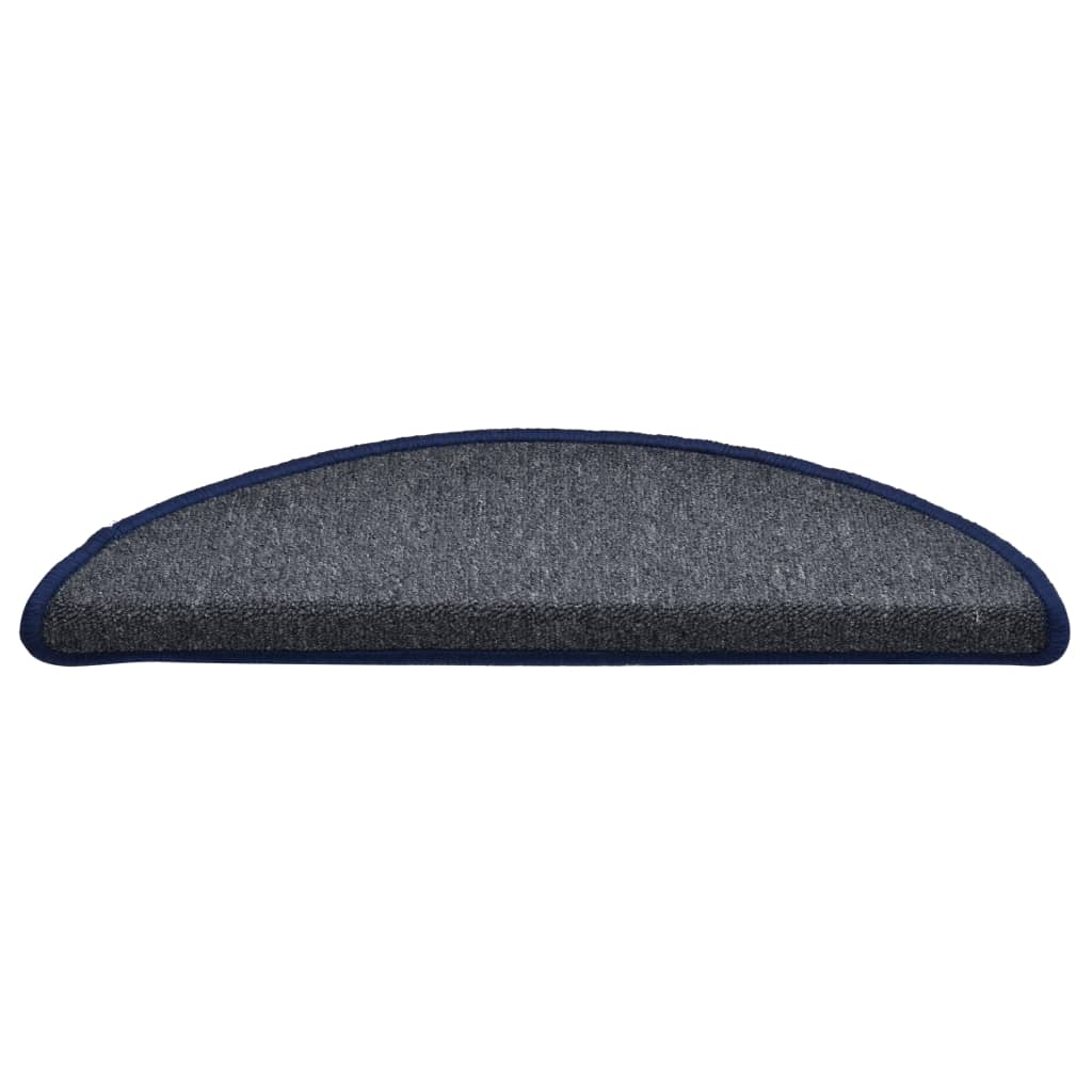 Prostirke za stepenice 15 kom 56x17x3 cm tamno sive i plave poluokrugle