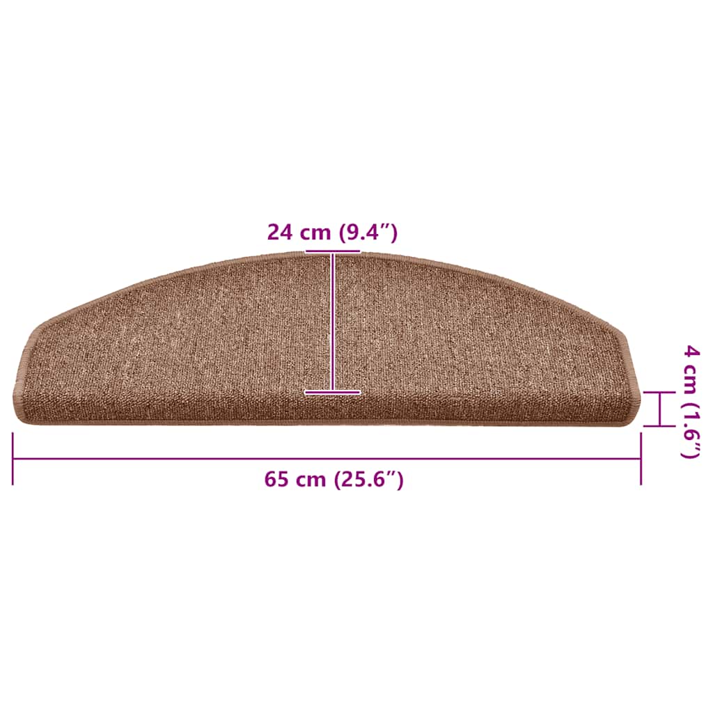 Prostirke za stepenice 15 kom 65x24x4 cm Smeđe poluokrugle velike