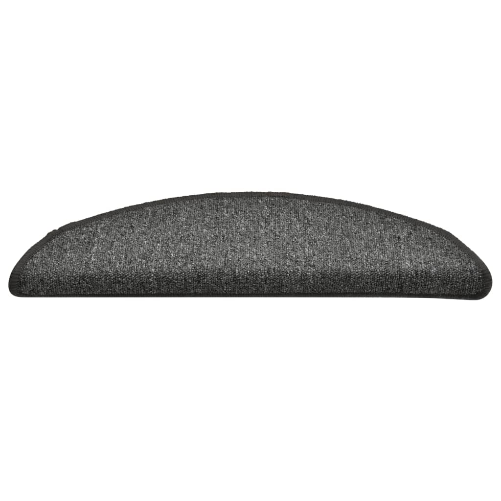 Prostirke za stepenice 15 kom 56x17x3 cm tamno sive poluokrugle