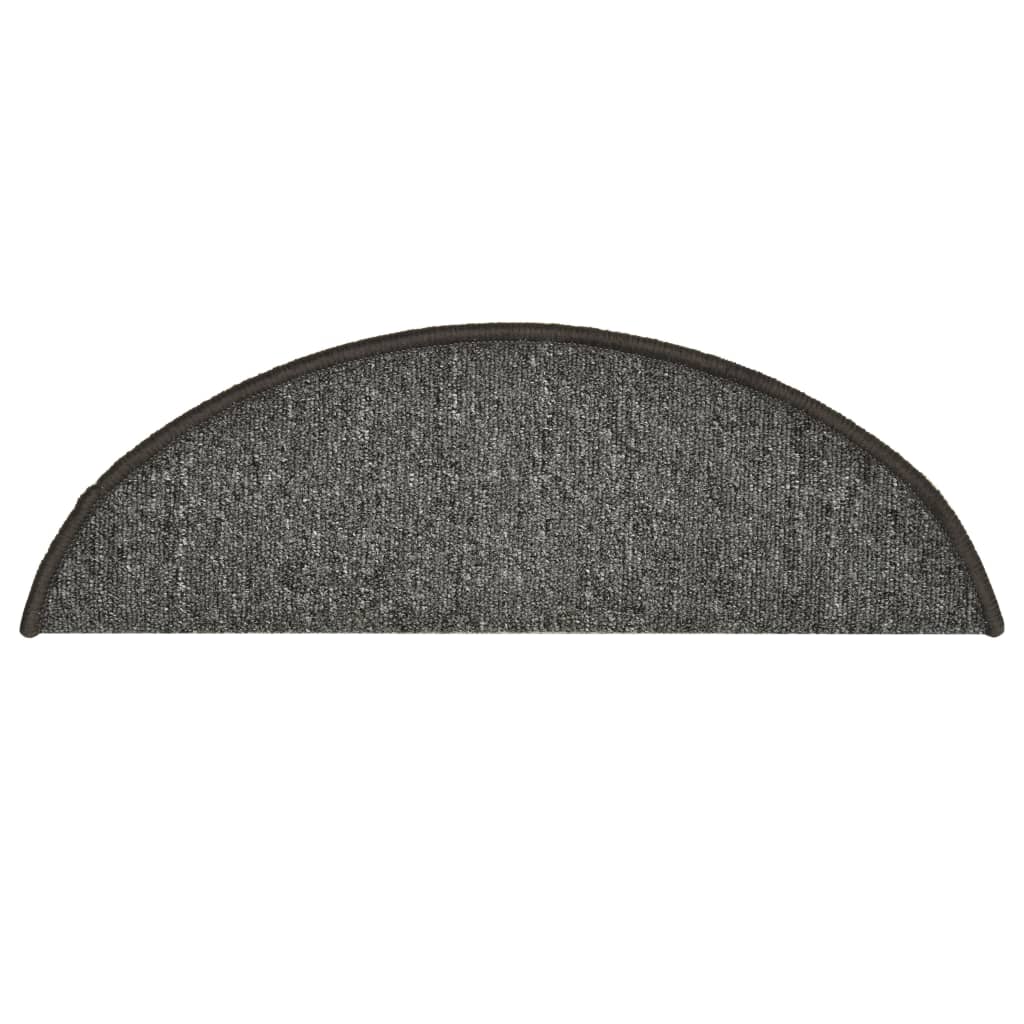 Prostirke za stepenice 15 kom 56x17x3 cm tamno sive poluokrugle