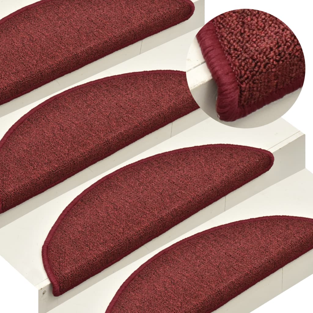 Prostirke za stepenice 15 kom 56x17x3 cm bordo poluokrugle