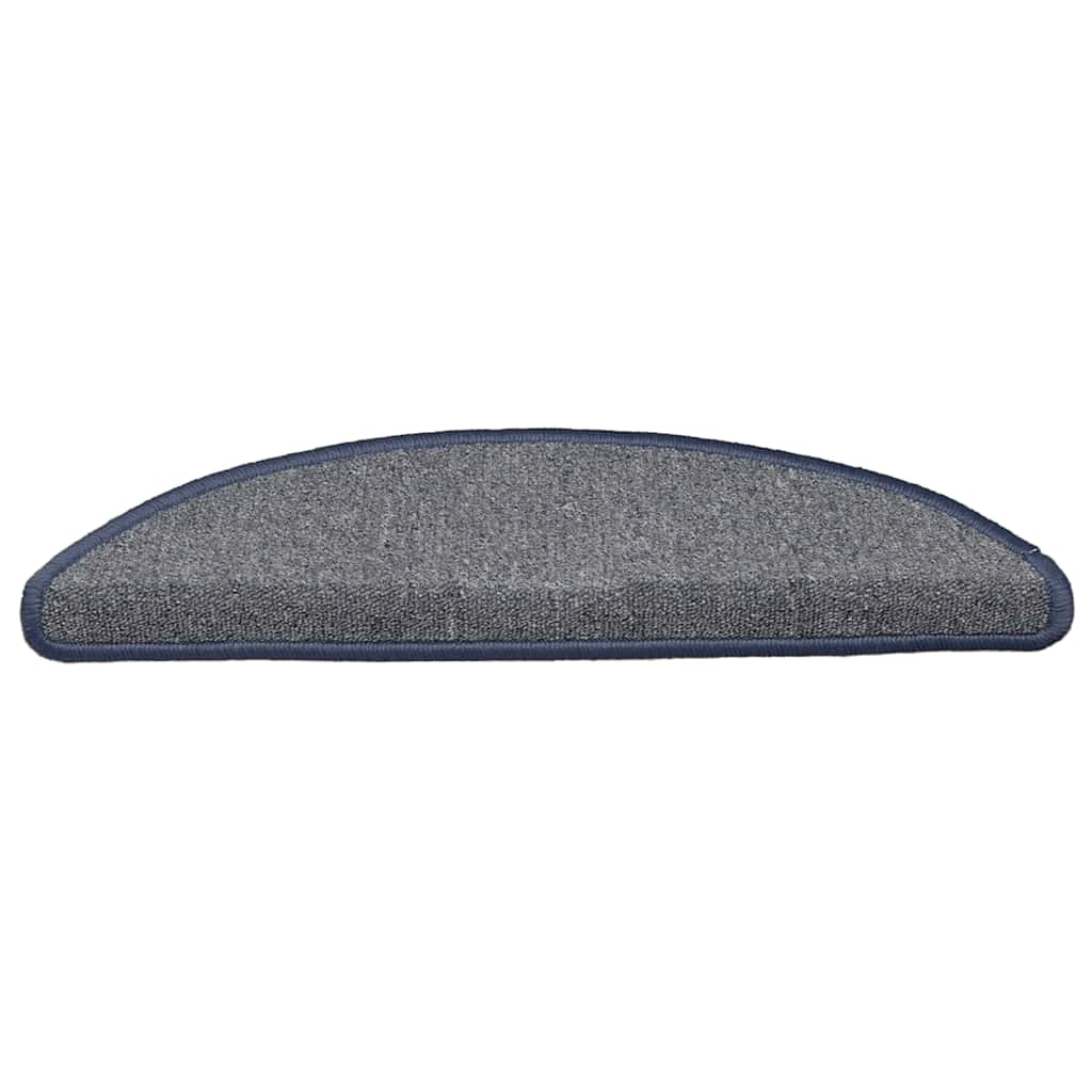 Prostirke za stepenice 15 kom 56x17x3 cm svijetlo sive i plave poluokrugle