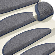 Prostirke za stepenice 15 kom 56x17x3 cm svijetlo sive i plave poluokrugle