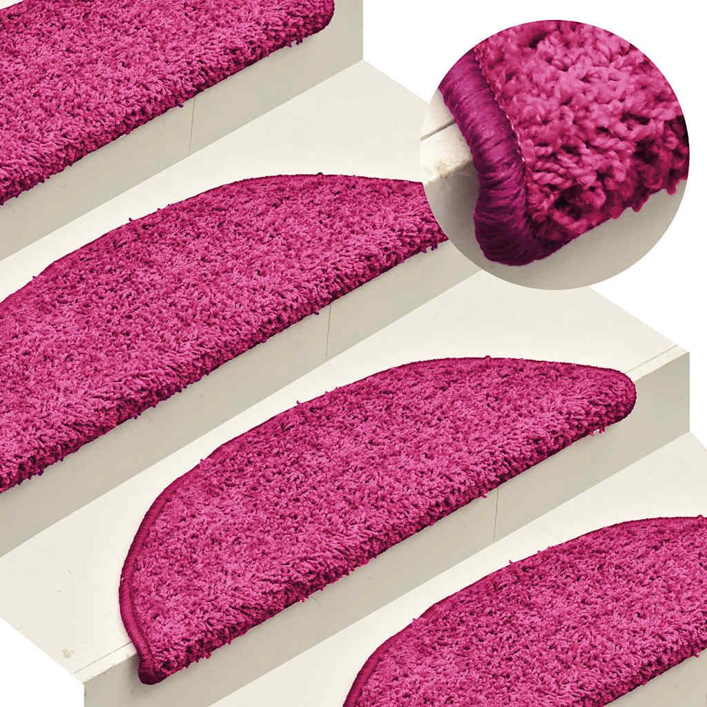 Prostirke za stepenice 15 kom 56x17x3 cm ružičaste poluokrugle
