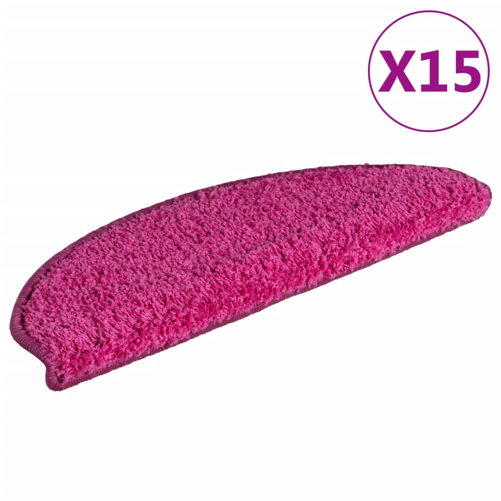 Prostirke za stepenice 15 kom 65x21x4 cm ružičaste poluokrugle velike