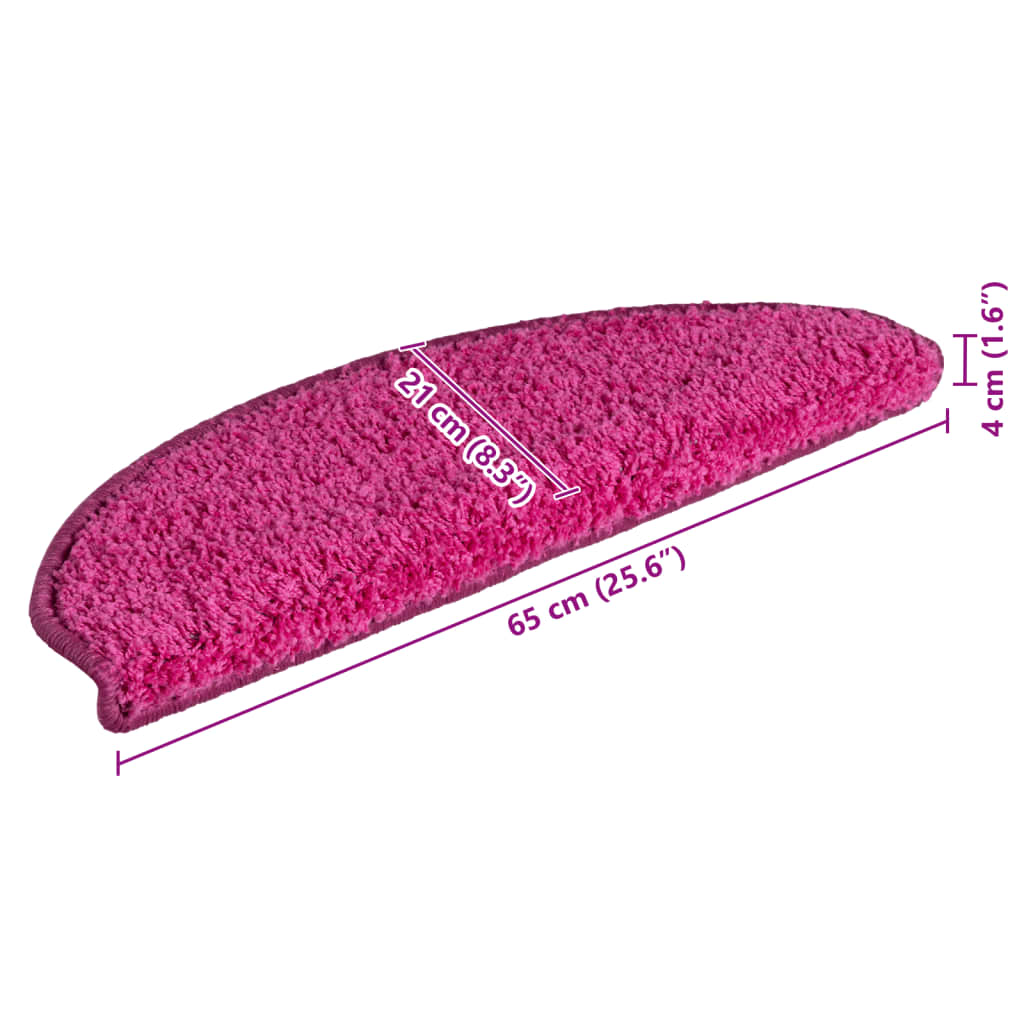 Prostirke za stepenice 15 kom 65x21x4 cm ružičaste poluokrugle velike
