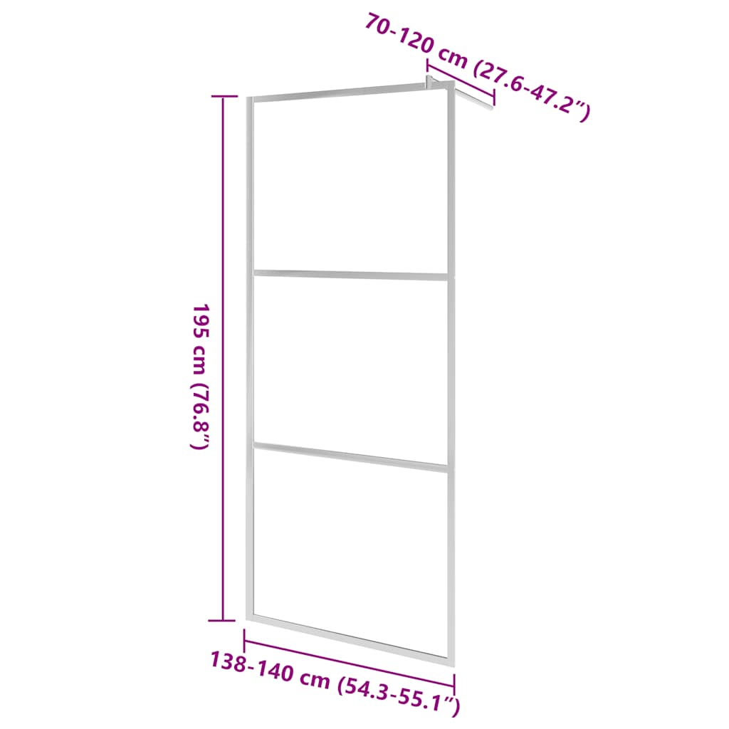 Pregrada za tuširanje s prozirnim staklom ESG 140 x 195 cm