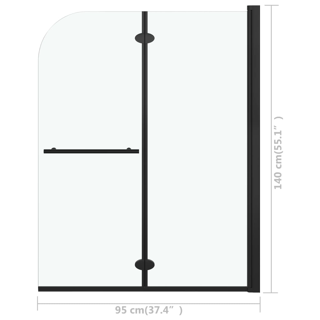 Sklopiva vrata za tuš-kabinu s 2 ploče ESG 95 x 140 cm crna