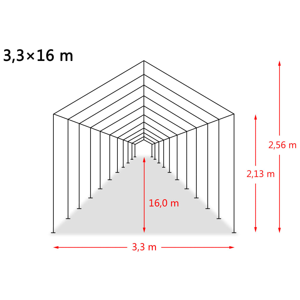 Uklonjivi šator za stoku PVC 550 g/m² 3,3 x 16 m tamnozeleni