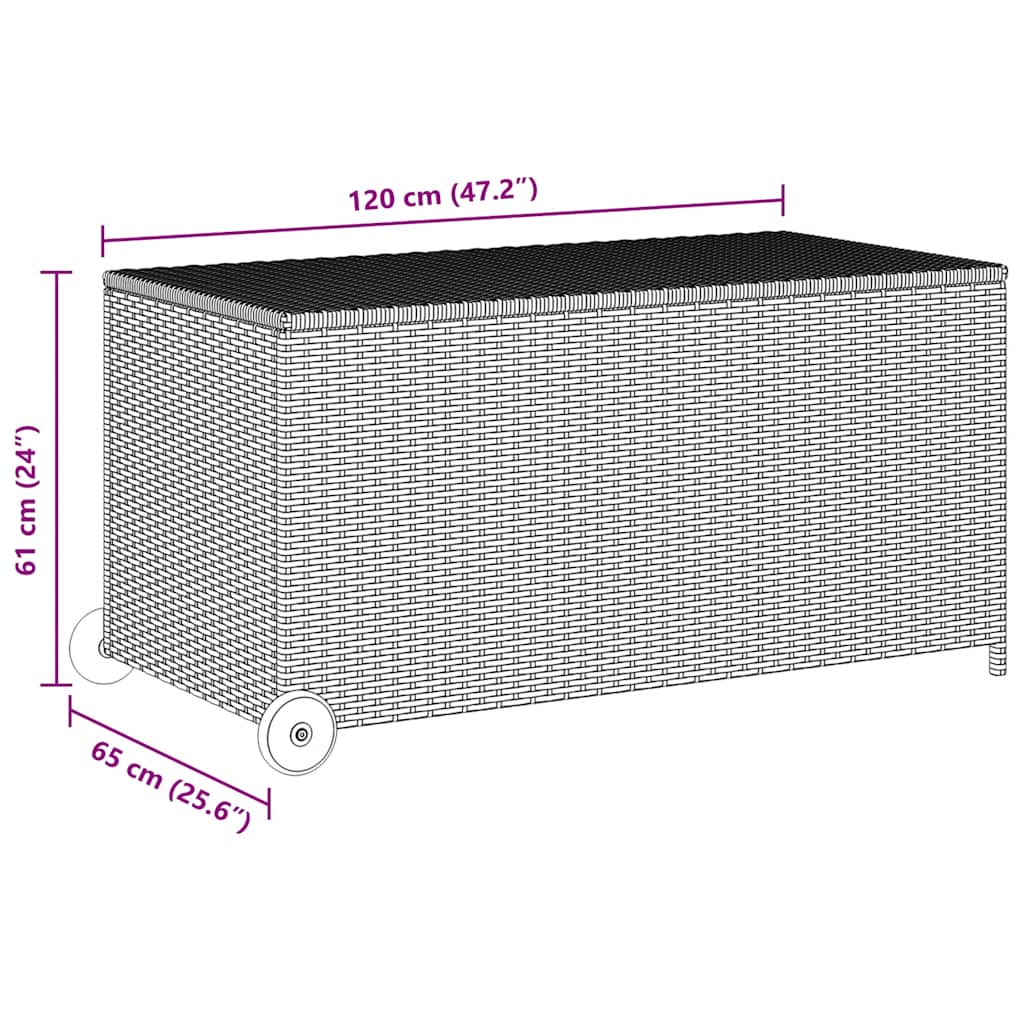 Vrtna kutija za pohranu svjetlosiva 120x65x61 cm od poliratana