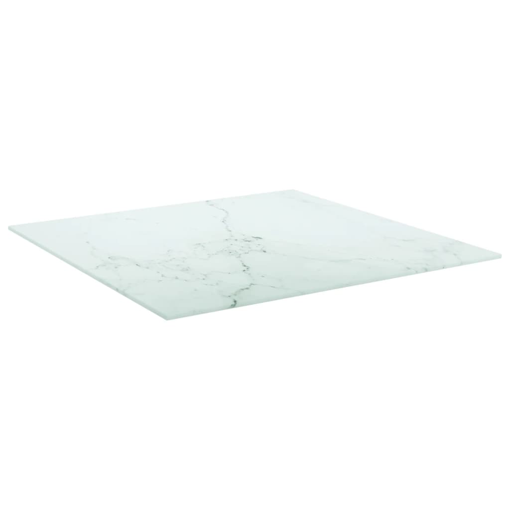 Stolna ploča bijela 60x60 cm 6 mm staklena s mramornim uzorkom