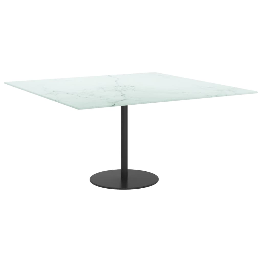 Stolna ploča bijela 80x80 cm 6 mm staklena s mramornim uzorkom