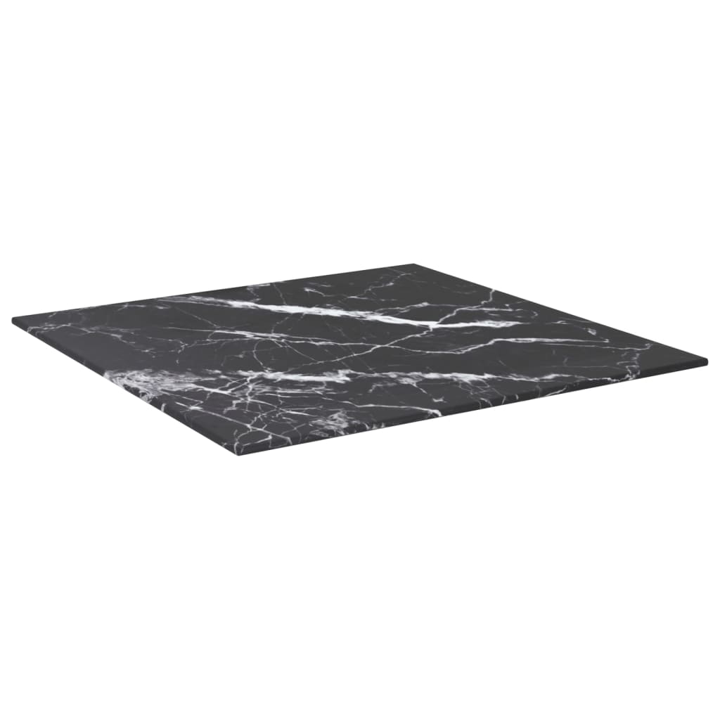 Stolna ploča crna 50 x 50 cm 6 mm staklena s mramornim uzorkom