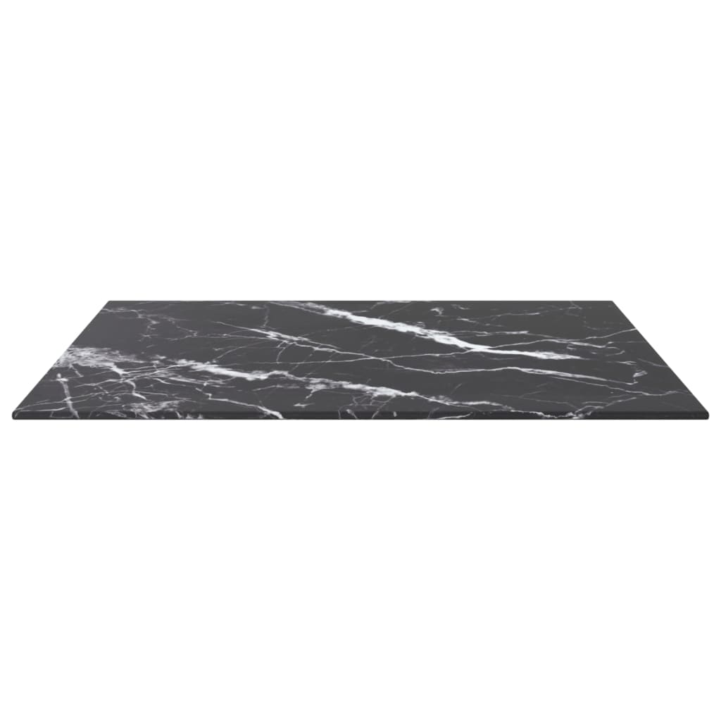 Stolna ploča crna 60 x 60 cm 6 mm staklena s mramornim uzorkom