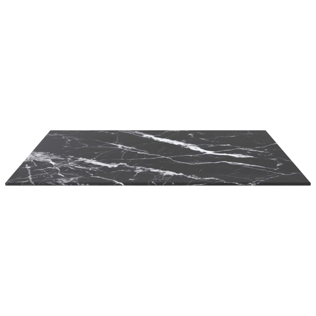 Stolna ploča crna 70 x 70 cm 6 mm staklena s mramornim uzorkom