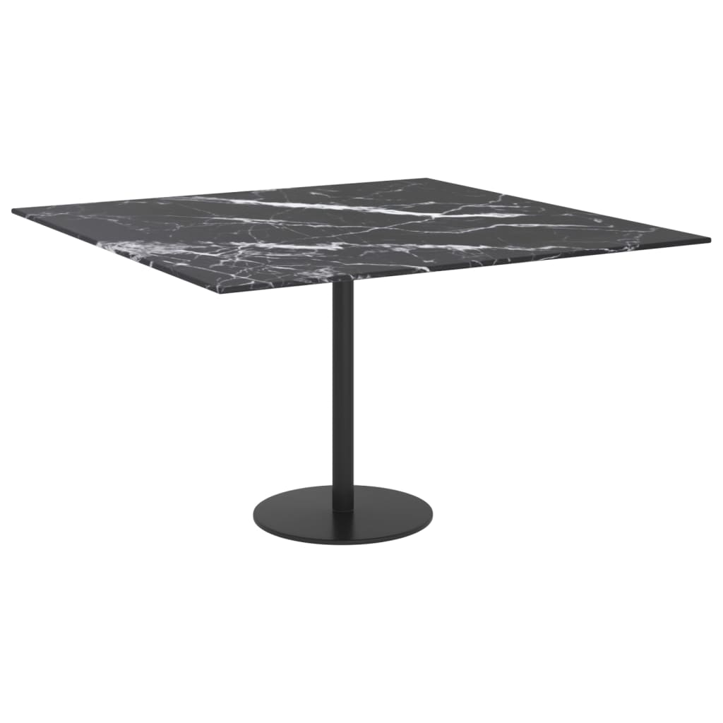 Stolna ploča crna 70 x 70 cm 6 mm staklena s mramornim uzorkom