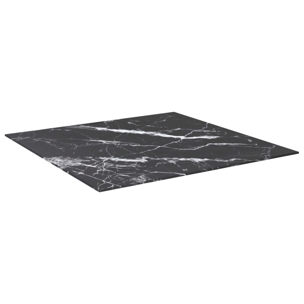 Stolna ploča crna 80 x 80 cm 6 mm staklena s mramornim uzorkom
