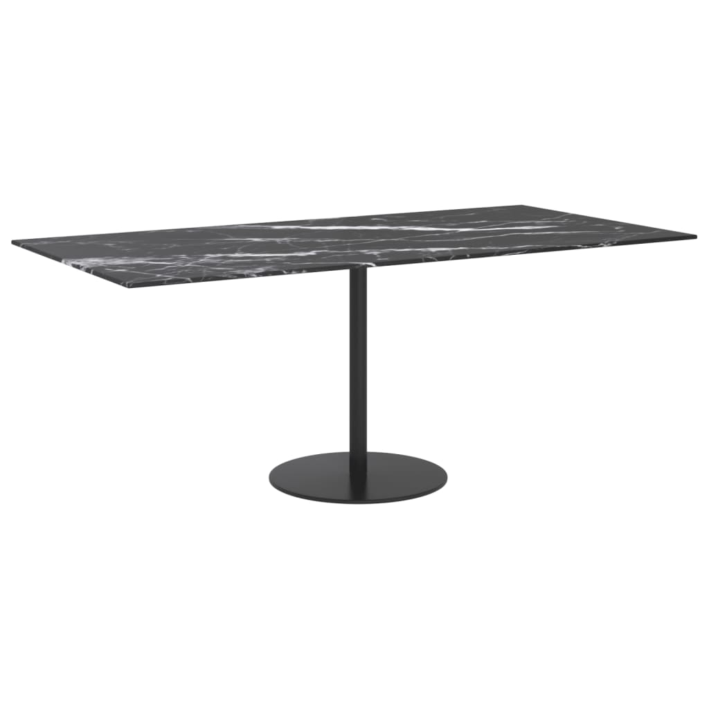 Stolna ploča crna 100 x 50 cm 6 mm staklena s mramornim uzorkom