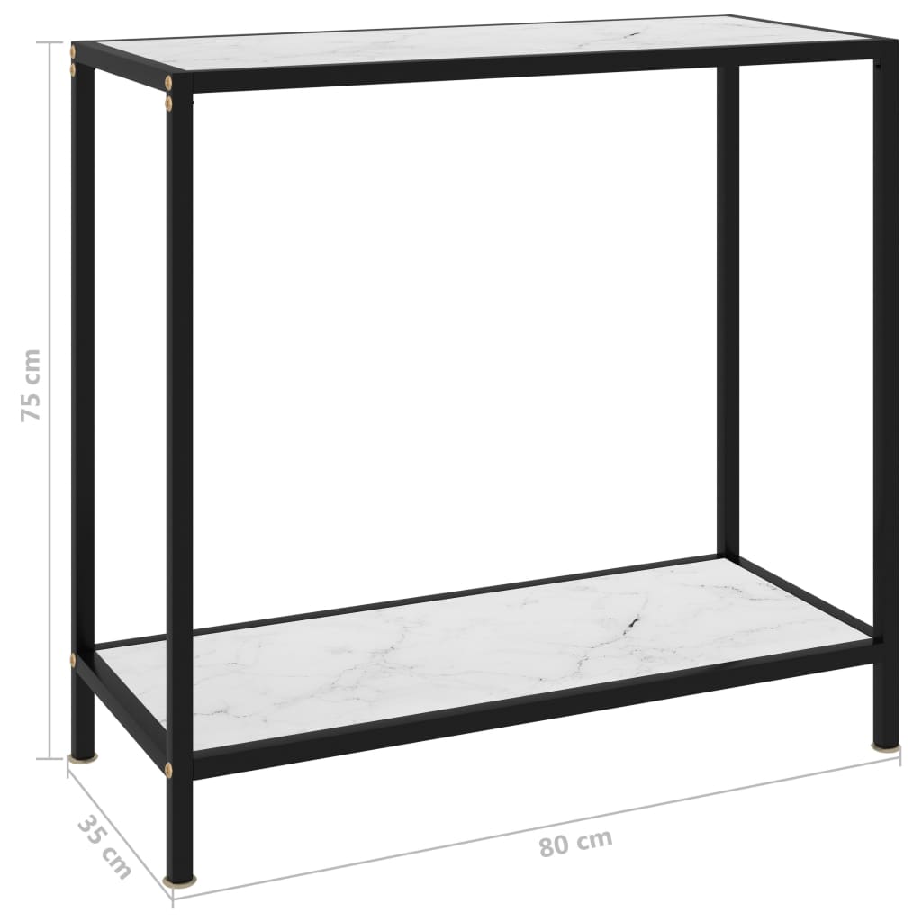Konzolni stol bijeli 80 x 35 x 75 cm od kaljenog stakla