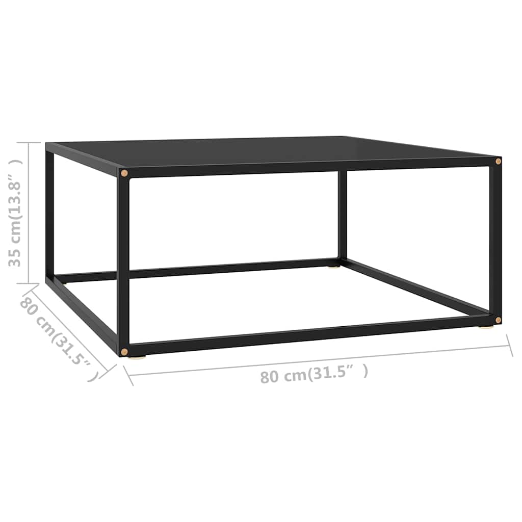 Stolić za kavu crni s crnim staklom 80 x 80 x 35 cm