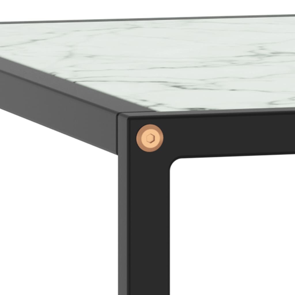 Stolić za kavu crni s bijelim mramornim staklom 80 x 80 x 35 cm