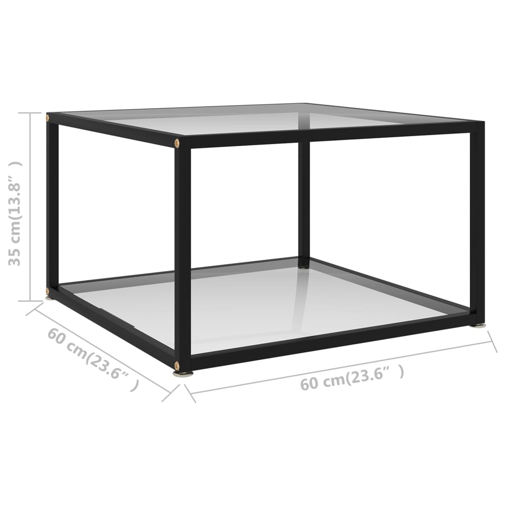 Stolić za kavu prozirni 60 x 60 x 35 cm od kaljenog stakla