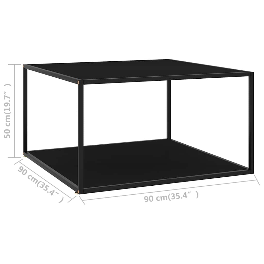 Stolić za kavu crni s crnim staklom 90 x 90 x 50 cm