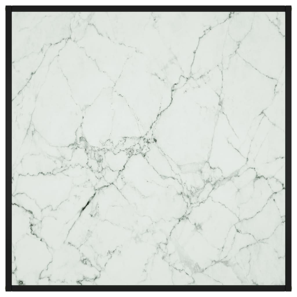 Stolić za kavu crni s bijelim mramornim staklom 90 x 90 x 50 cm