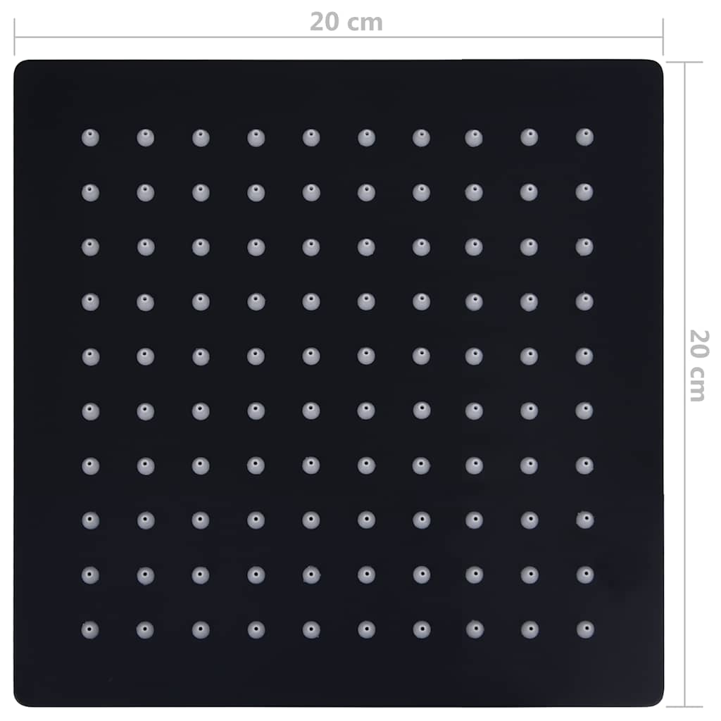 Glava za tuš od nehrđajućeg čelika 20 x 20 cm četvrtasta crna