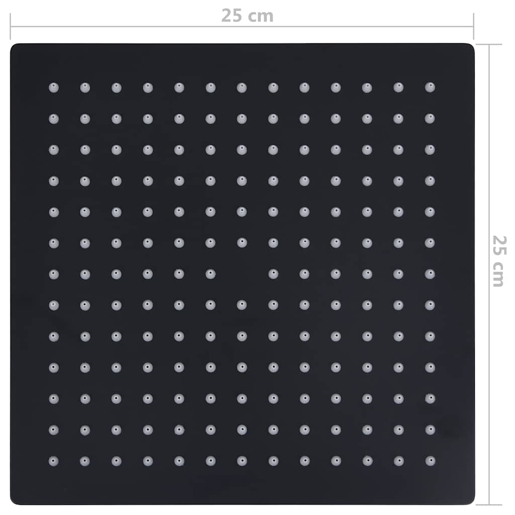 Glava za tuš od nehrđajućeg čelika 25 x 25 cm četvrtasta crna