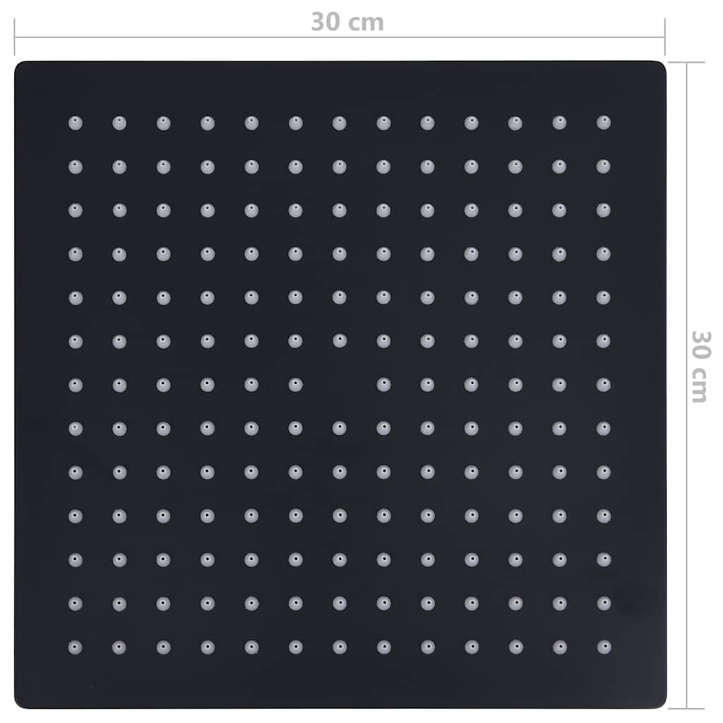 Glava za tuš od nehrđajućeg čelika 30 x 30 cm četvrtasta crna