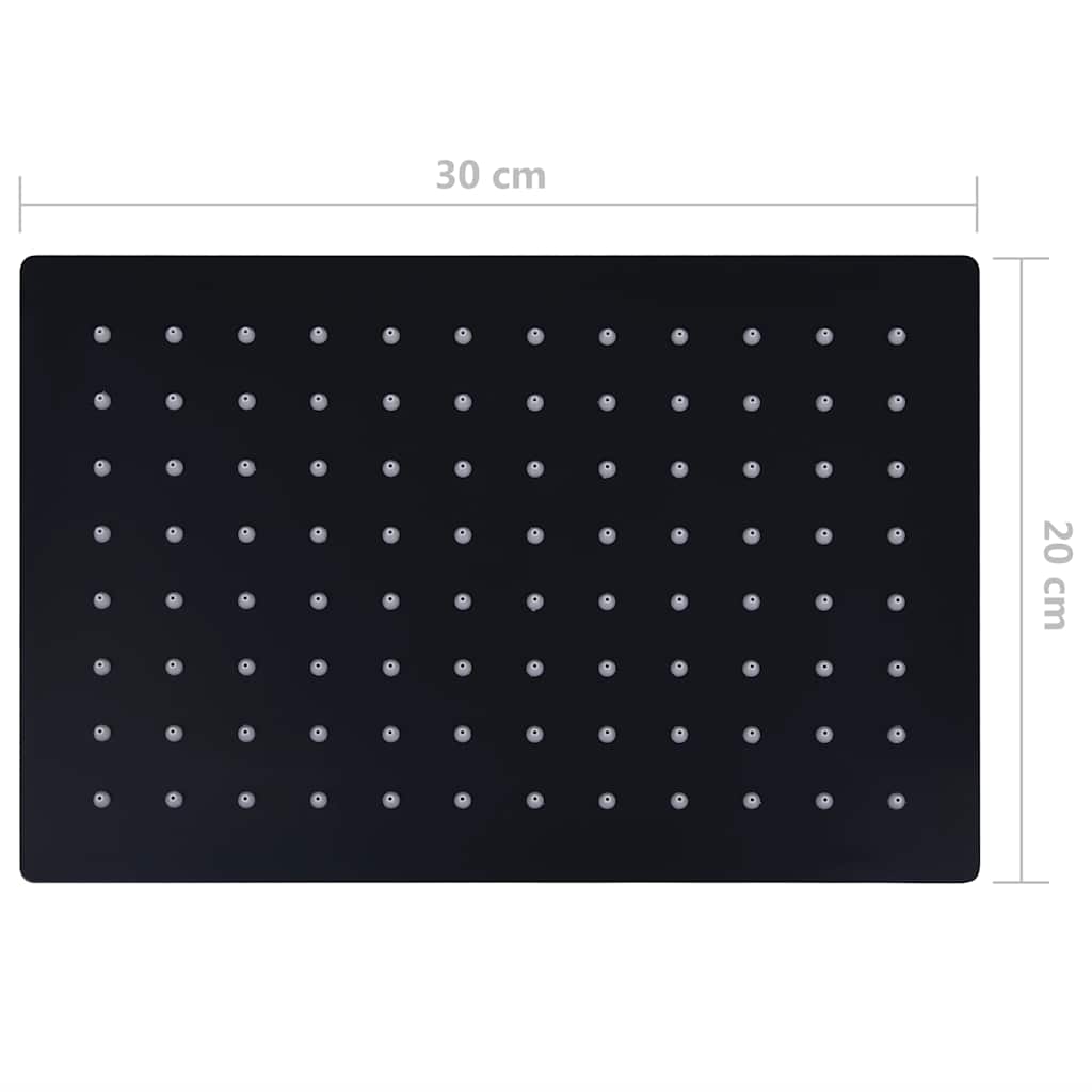 Glava za tuš od nehrđajućeg čelika 30 x 20 cm pravokutna crna