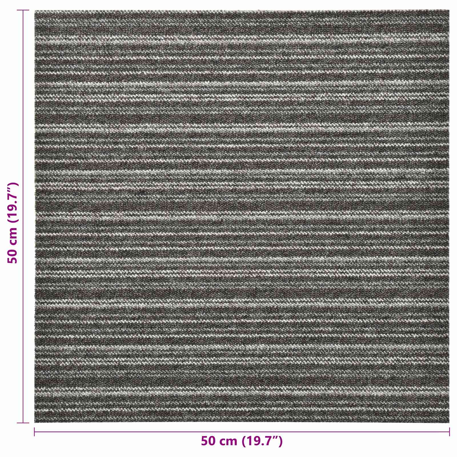 Tepih 20 pcs Prugasta antracit 50 x 50 cm 100% Polipropilen