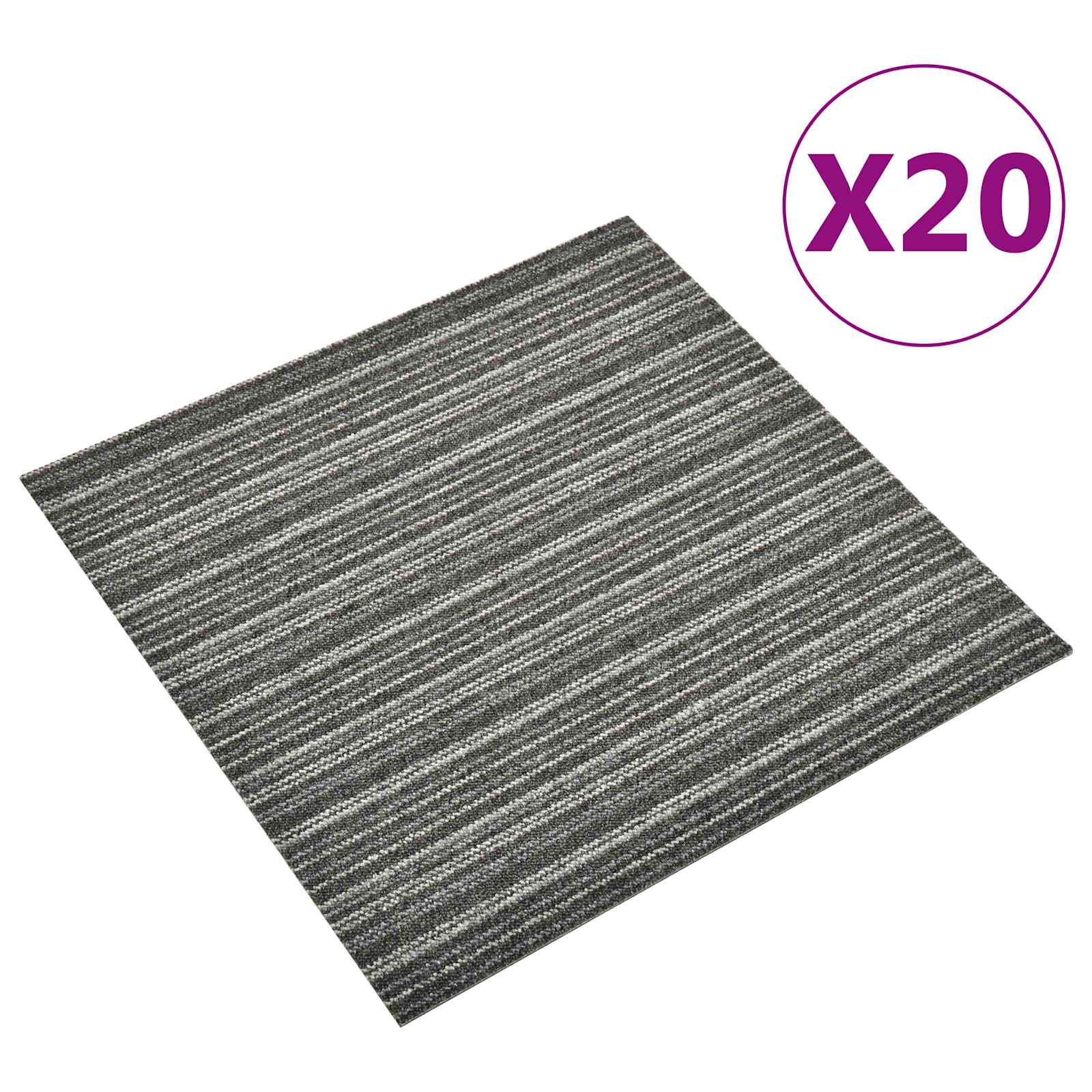 Tepih 20 pcs Prugasta antracit 50 x 50 cm 100% Polipropilen