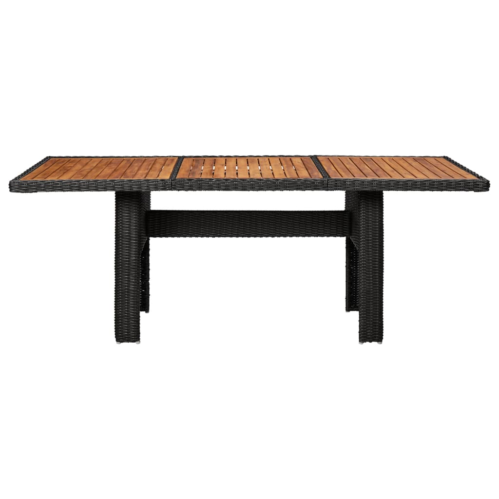 Vrtni blagovaonski stol crni 200 x 100 x 74 cm od poliratana