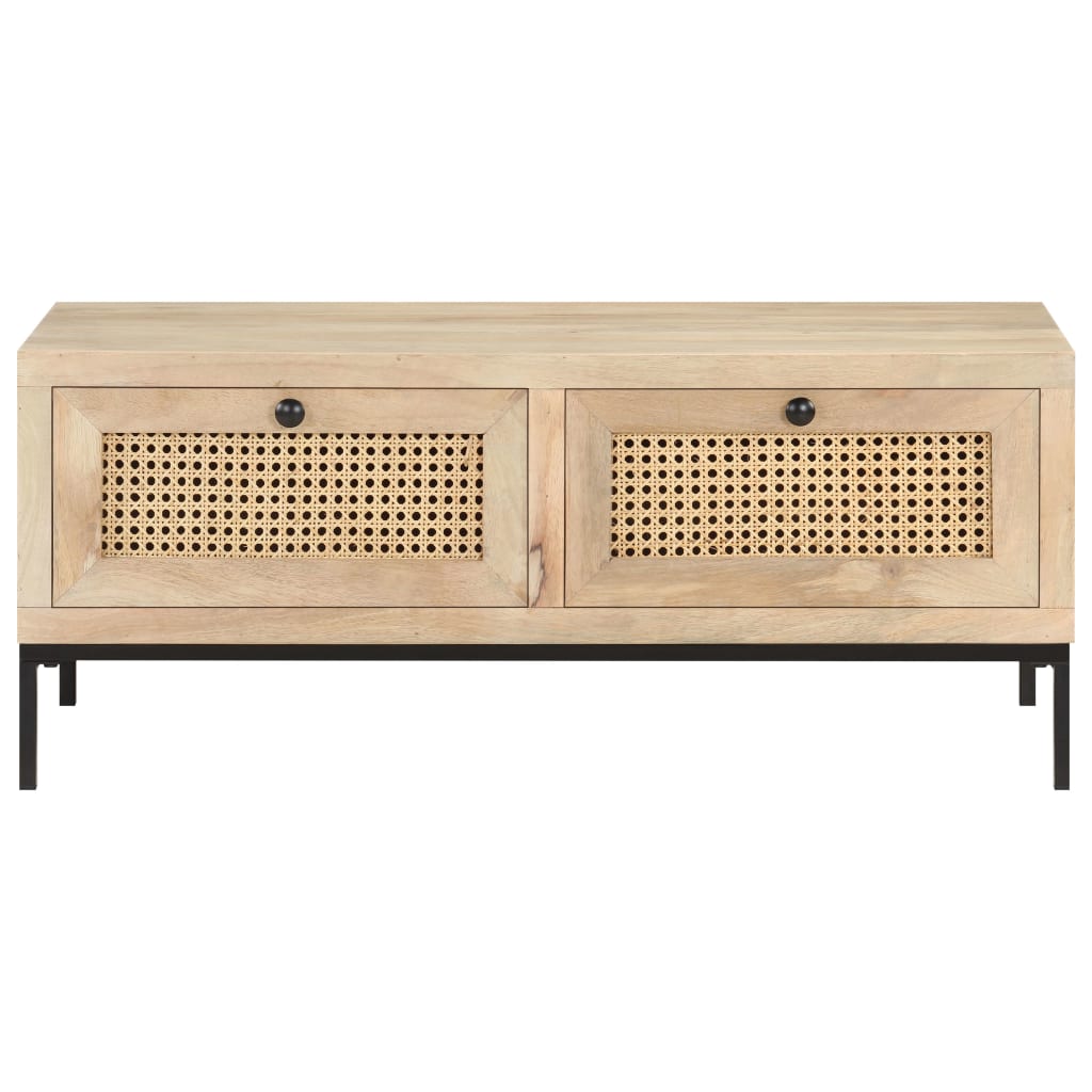 Stolić za kavu 90x50x37 cm masivno drvo manga i prirodna trska