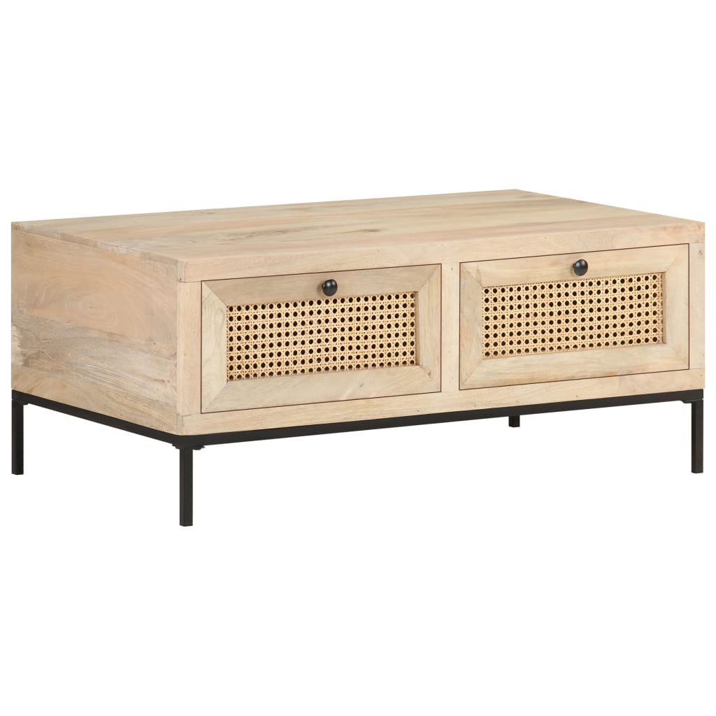 Stolić za kavu 90x50x37 cm masivno drvo manga i prirodna trska