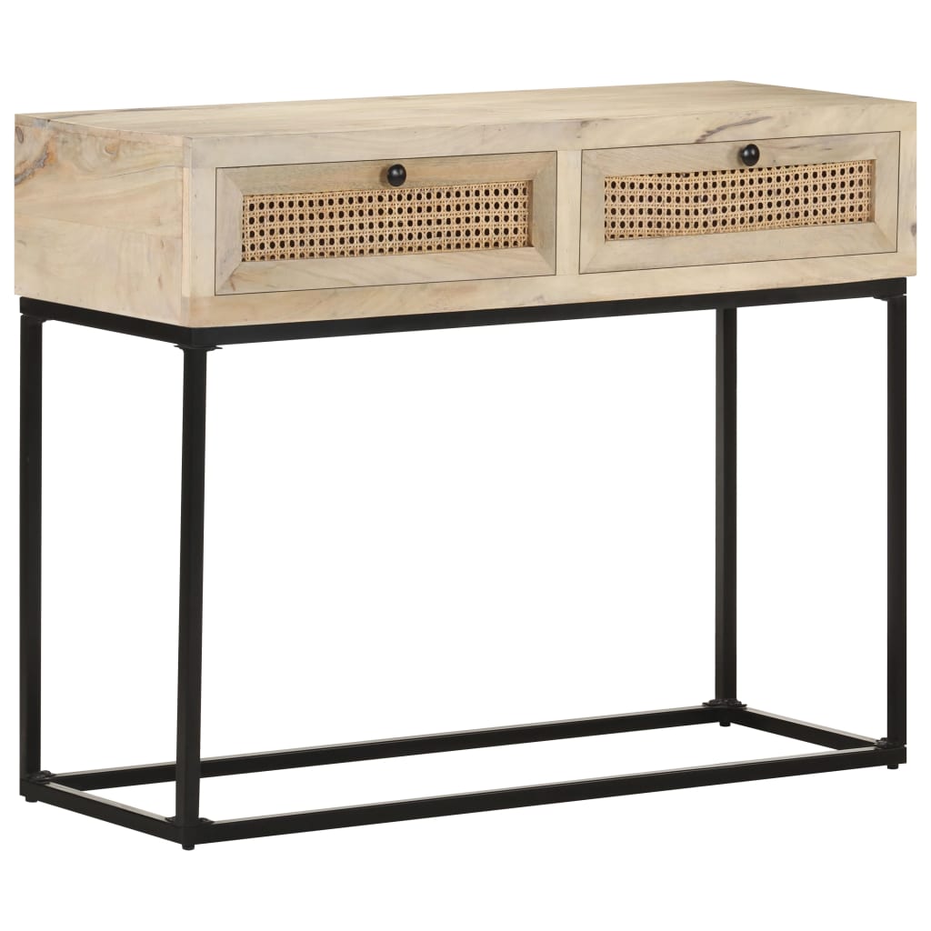 Konzolni stol 100x35x76 cm masivno drvo manga i prirodna trska