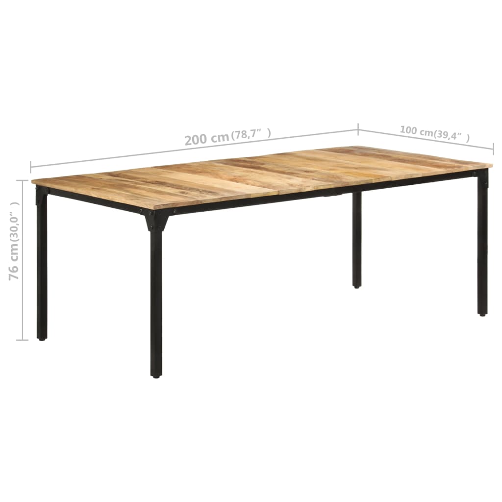Blagovaonski stol 200 x 100 x 76 cm od grubog drva manga