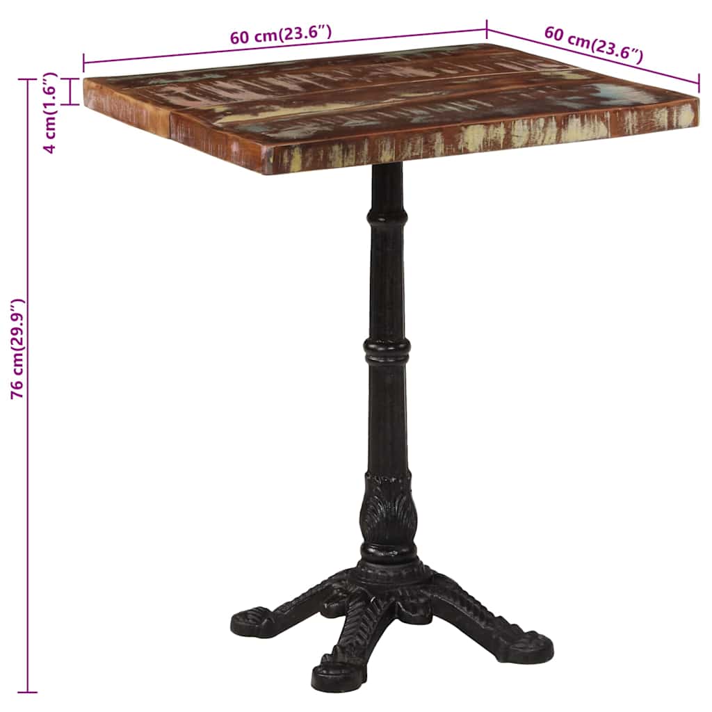 Bistro stolić 60 x 60 x 76 cm od masivnog obnovljenog drva