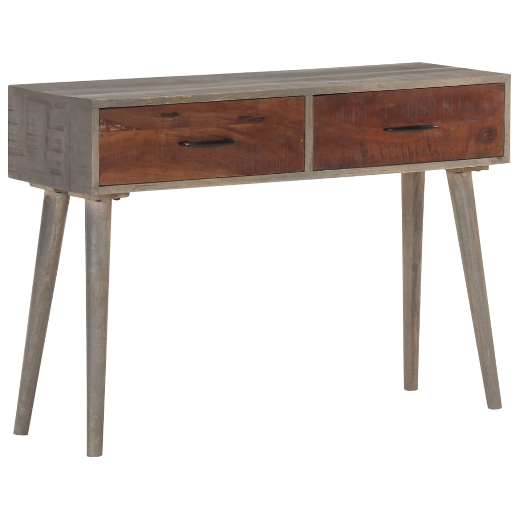Konzolni stol sivi 110x35x75 cm od masivnog grubog drva manga