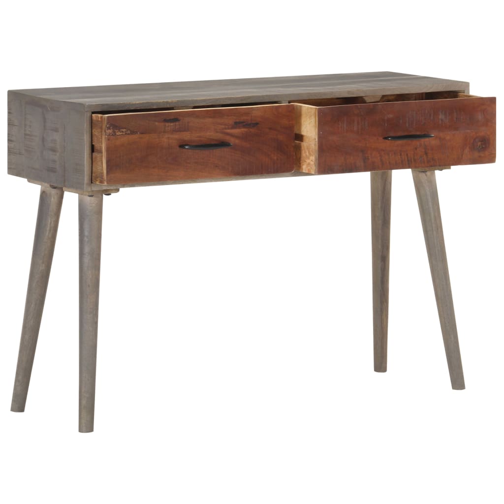 Konzolni stol sivi 110x35x75 cm od masivnog grubog drva manga