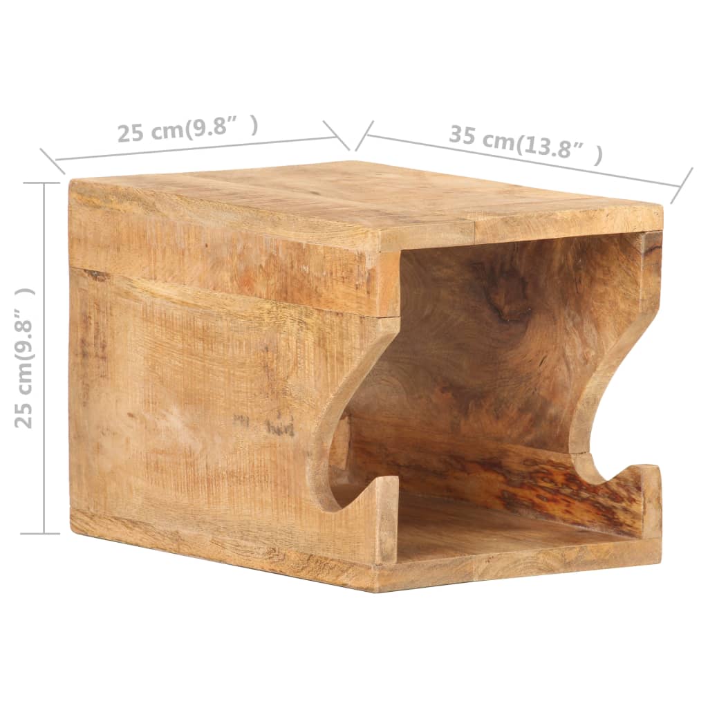 Zidni stalak za bicikl 35 x 25 x 25 cm masivno grubo drvo manga