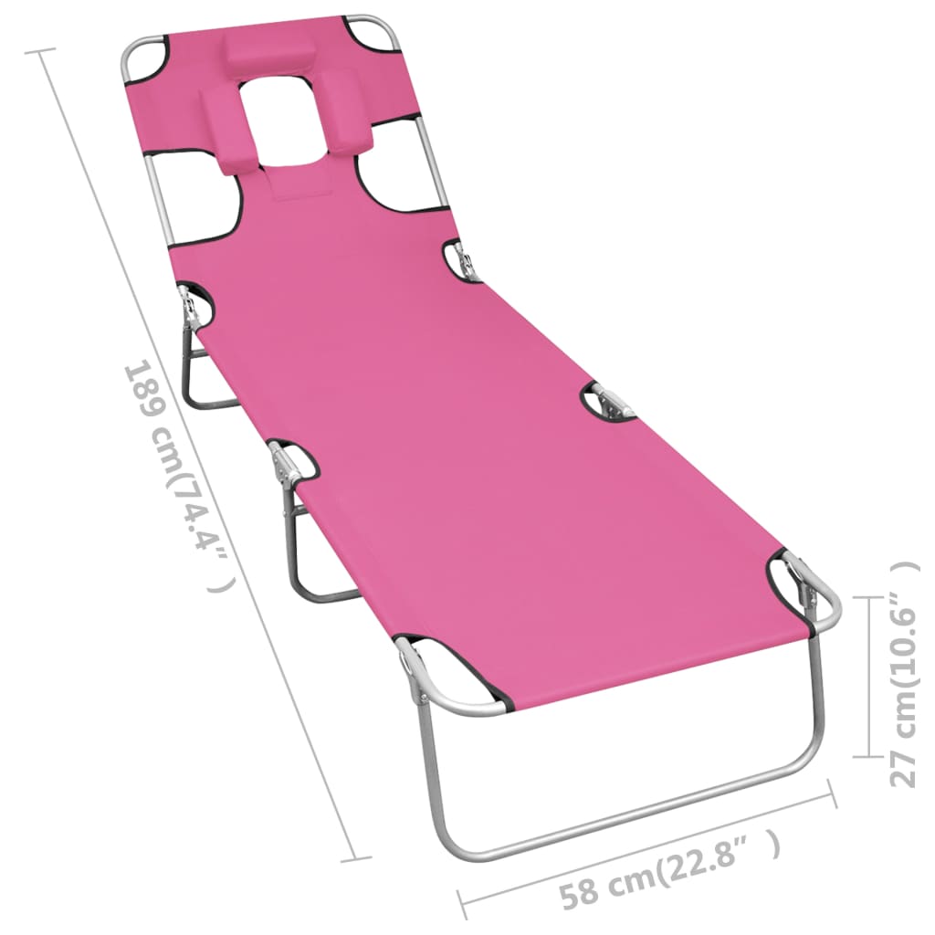 Sklopiva ležaljka s jastucima za glavu čelična magenta roza