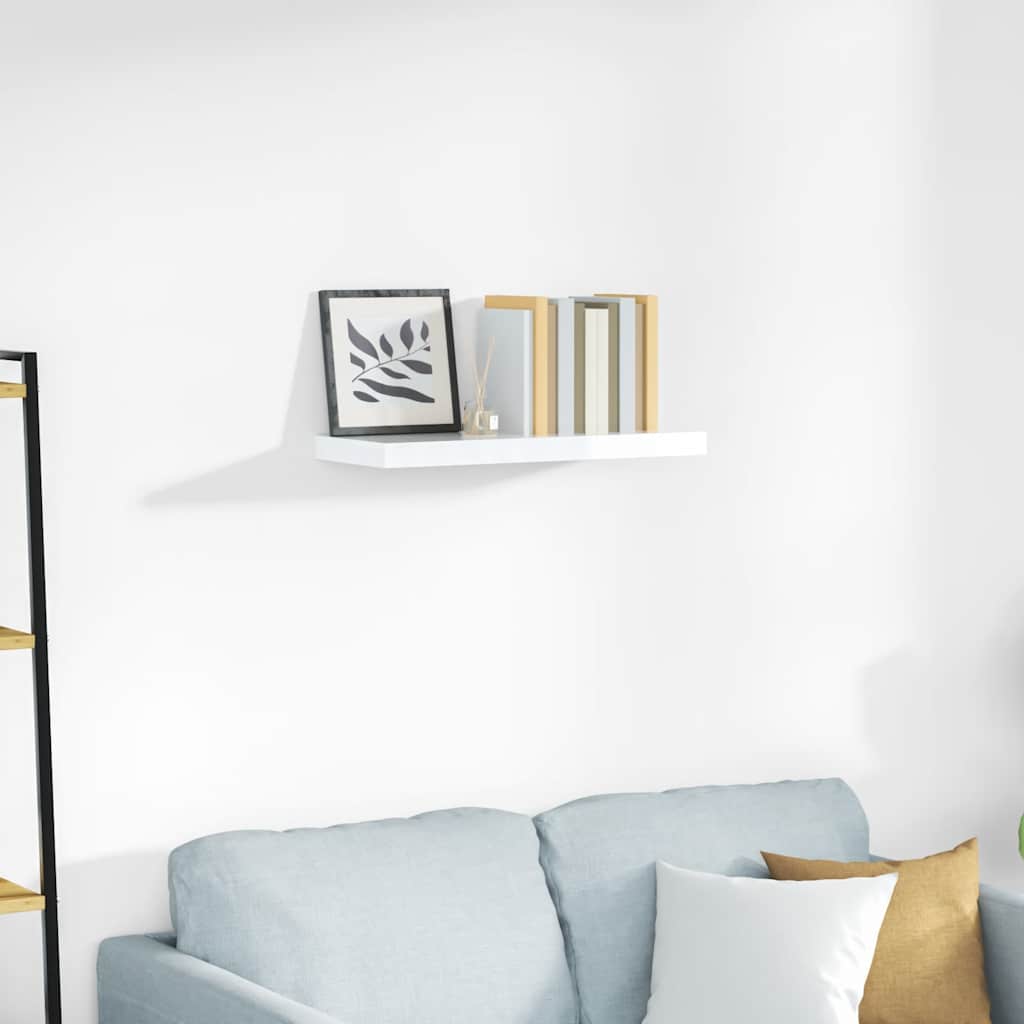 Plutajuća zidna polica visoki sjaj bijela 60x23,5x3,8 cm MDF