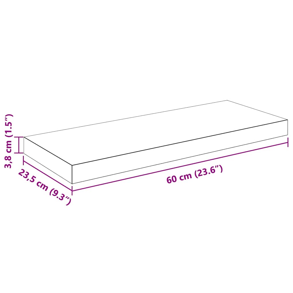 Plutajuće zidne police 4 kom sjajne bijele 60x23,5x3,8 cm MDF