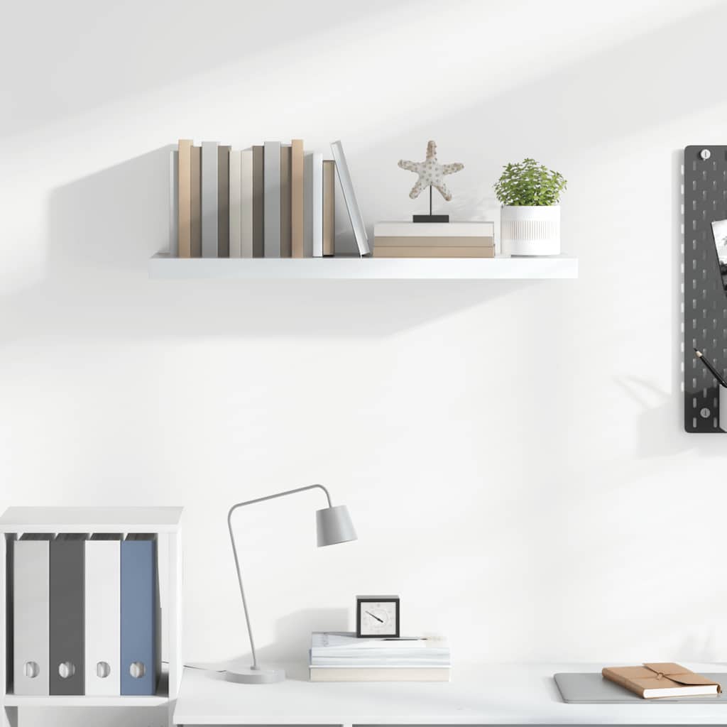 Plutajuća zidna polica visoki sjaj bijela 80x23,5x3,8 cm MDF