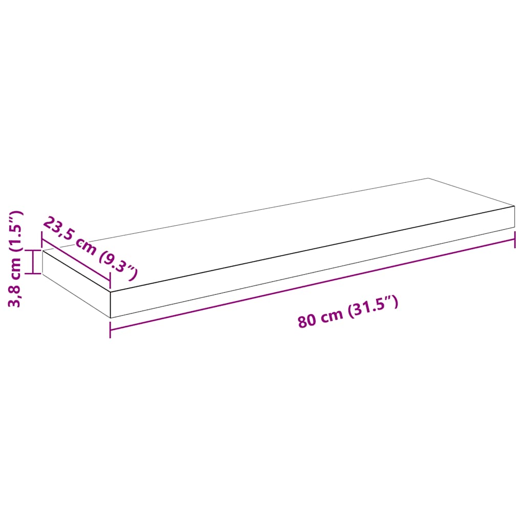 Plutajuća zidna polica visoki sjaj bijela 80x23,5x3,8 cm MDF