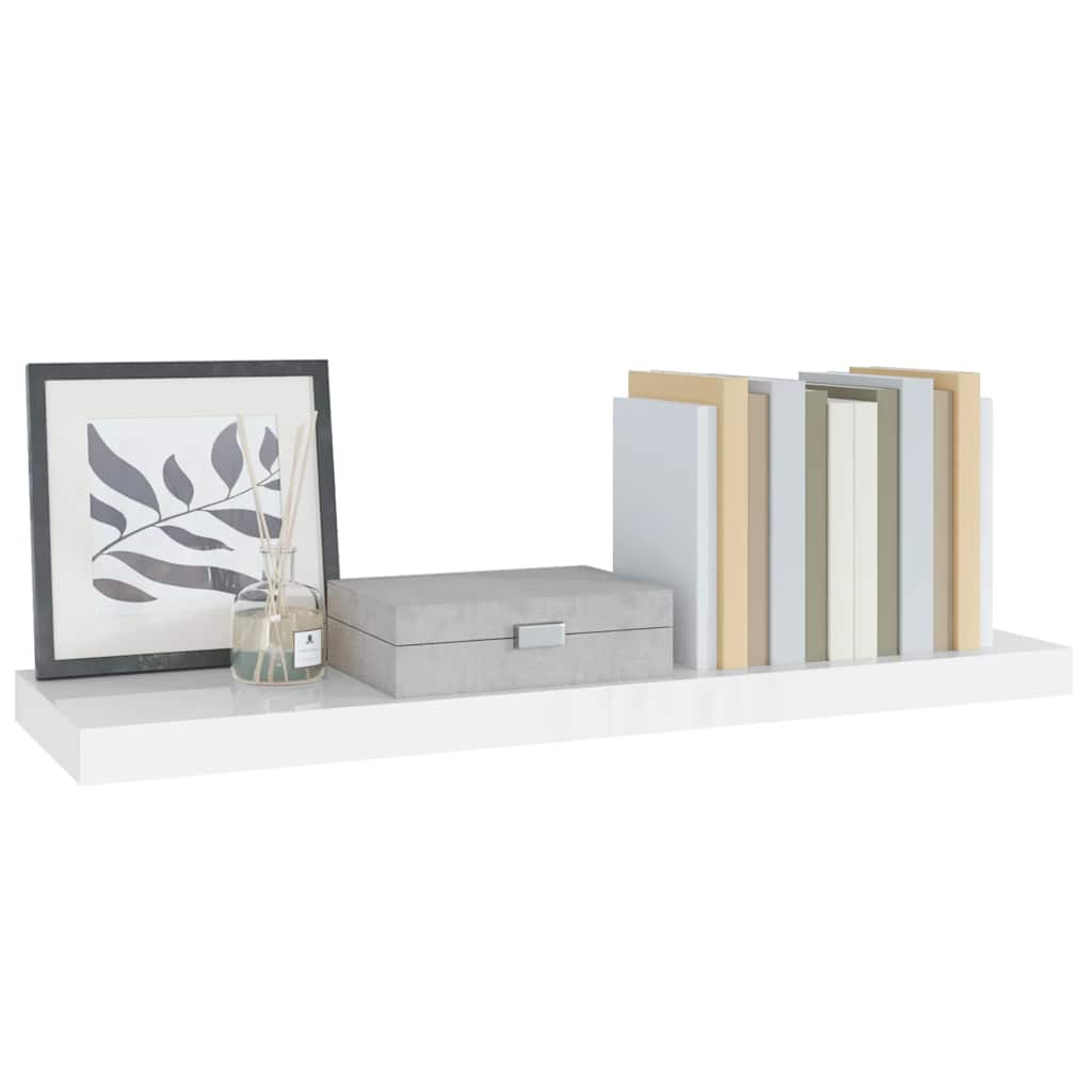 Plutajuća zidna polica visoki sjaj bijela 80x23,5x3,8 cm MDF