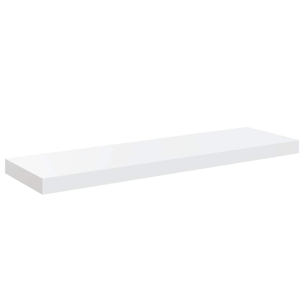 Plutajuće zidne police 2 kom sjajne bijele 80x23,5x3,8 cm MDF